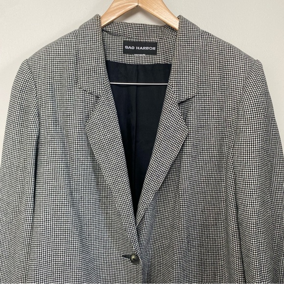VTG Sag Harbor Houndstooth Blazer Jacket Women’s 12 - See Measurments Old Money - Picture 3 of 5